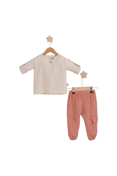 Butik Erkek Bebek Yazlık 2'li Keten Takım | Gömlekli Bebek Kıyafet | Pantolon...