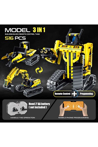 Choice 3 In 1 Excavator Technical 3 IN 1 City Engineering Car Excavator Bulldozer Transform RC Robot Model