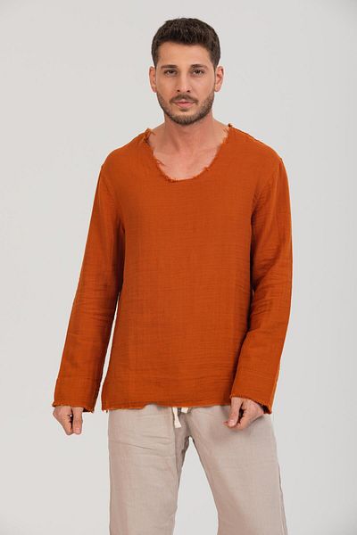 Store Men's 100% Cotton Relaxed Fit Long Sleeve T-Shirt - Stylish and Modern Design