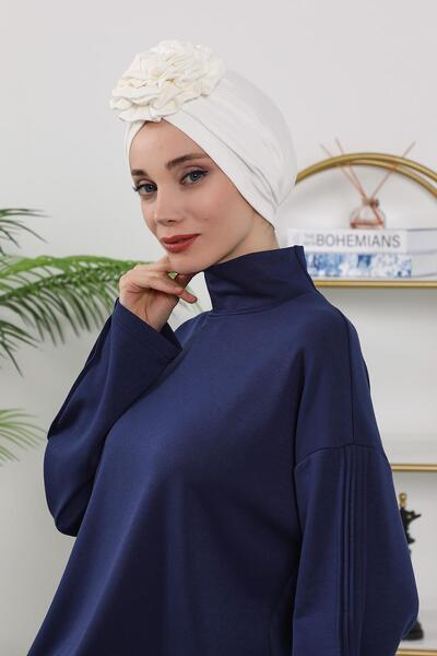 Aisha's Design Χειμερινό καπέλο τριαντάφυλλο, B-21O, Εκρού