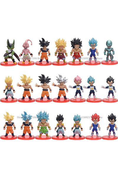 BANDAI B 2st 21pcs 21pcs Dragon Ball Z Goku Vegeta Freeza Broly Action Anime Figure Draognball Super Saiyan