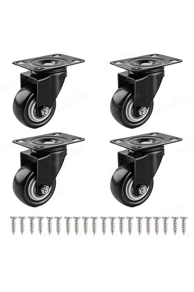 Choice 1.5 inch 4 Pcs-Swivel 4pcs/lot Furniture Casters Wheels PP Swivel Caster Black Roller Wheel For Heav