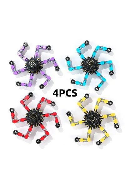Choice 454D-4PCS Funny Sensory Fidget Toys, Transformable Chain Robot Finger Toy 4PCS DIY Deformation Robot