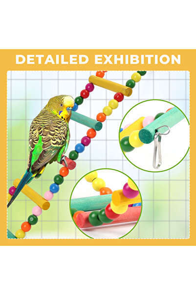 Choice 11Pcs Bird Cage Toys for Parrots Wood Birds Swing Reliable Chewable Bite Bridge Wooden Beads Shap...