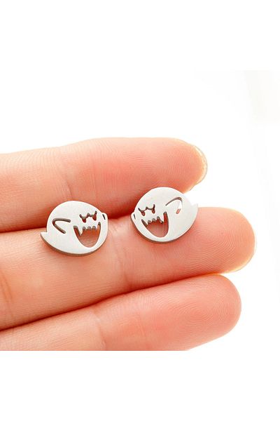 Choice AEH60149S Woman's Cute Tiny Earrings Stud Silver Black Gold Rose Gold Color Lovely Ghost Simple Styl