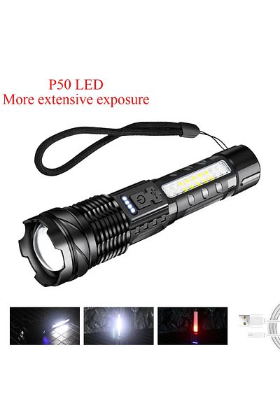 Choice P50 LED 30W P50 COB Strong Light Flashlight Portable Rechargeable Bright Household LED Lamp Built in