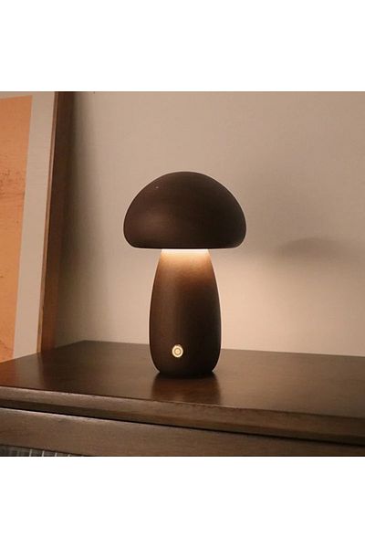 Choice 3COLOR -Dimmable Walnut-A INS LED Night Light With Touch Switch Wooden Cute Mushroom Bedside Table L