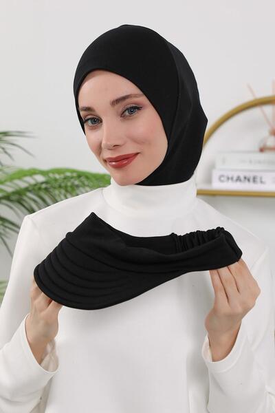 Aisha's Design Şapcă Hijab detaşabilă Four Seasons, neagră, B-82O