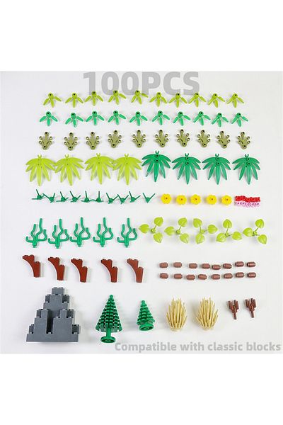 Choice 100PCS Plants 100PCS Plant DIY Building Blocks Toys Compatible City Mountain Forest Bamboos Trees Wa