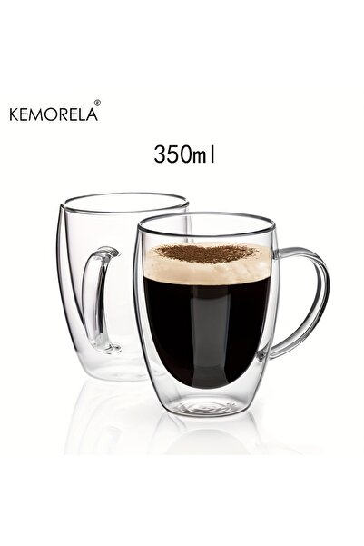 Choice 301-400 مل قطعتين 2/4/6 قطع 350 مل كوب قهوة زجاجي مزدوج الجدار بمقبض ك...