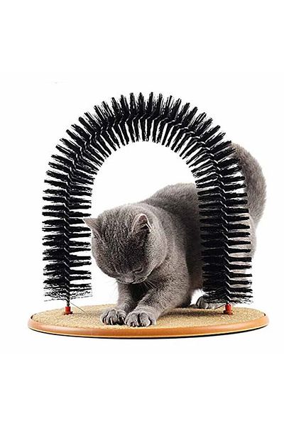 Choice A Cat Toy Arch Self Groome Pamper Feline with A Massage Grooming Rubbing Brush with Scratching Pad .