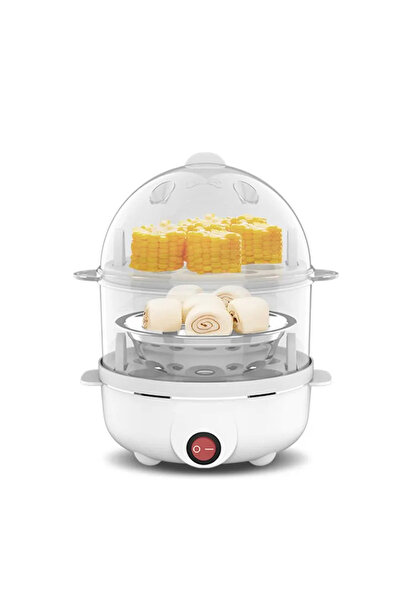 Choice1 EU WHITE 110V/220V Multifunctional Electric Egg Boiler Double Layers Egg Cooker Mini Steamer Poacher
