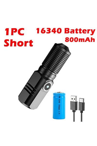 XIWANGFIRE Short 16340 Battery Mini Flashlight Xhp50 Led Usb C Rechargeable 16340 18650 Battery Flashlight 1500