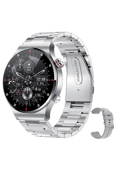 ChiBear NFC Smartwatch Silver steel belt GPS ECG+PPG Bluetooth Call Smart Watch Men 2024 Sports Bracelet NFC