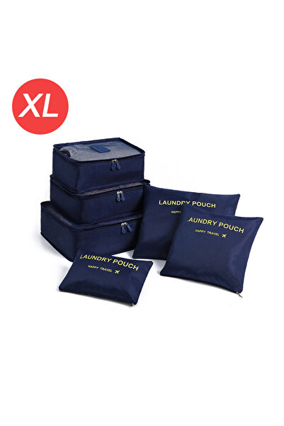 Choice XL-navy 6-piece large size travel organizer portable suitcase organizer clothes shoes makeup bag lug