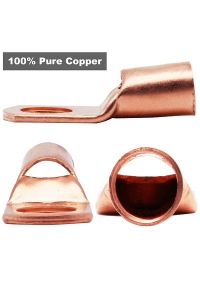 Choice 100pcs Copper Terminal Connectors, AWG 4 6 8 10 12 Ring Lug Kit With Shrink Tubing 50 Battery Cab...