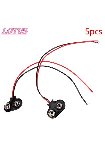 Choice 5 Pcs 9v Battery Clip 15cm Black Red Cable Connection Connector Buckle Environmental Protection S...