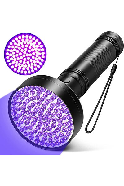 Yeahmart مصباح يدوي بالأشعة فوق البنفسجية 100 مصباح LED LGUIY مصباح يدوي بالأشعة فوق البنفسجية 395 نانومتر ضوء أسود فوق بنفسجي للحيوانات الأليفة والكلاب والقطط