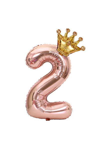 Choice رقم 32 بوصة 32RoseGold2 مجموعة بالونات رقمية على شكل تاج من الذهب الور...