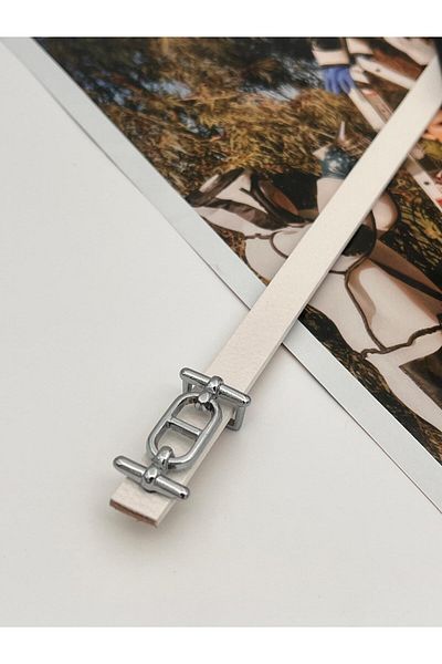 Descoin Silver Buckle Thin Belt, Trouser Belt, Shirt Belt, Coat Belt,Dress Belt