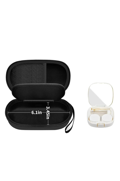 Choice حافظة عدسات لاصقة ونظارات محمولة 2 في 1 باللون الأسود، وحقيبة حمل لحاف...