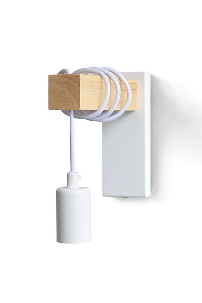 Choice Without bulb White Without Switch 110V/220V Wall light With Switch Function Iron Wood Wall Lamp E27