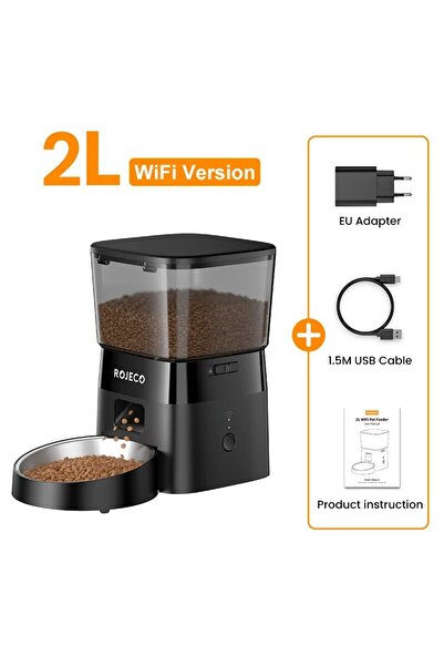 Choice Black With EU Plug ROJECO 2L Automatic Cat Feeder WIFI Smart Pet Food Dispenser For Dry Food Dogs Ki