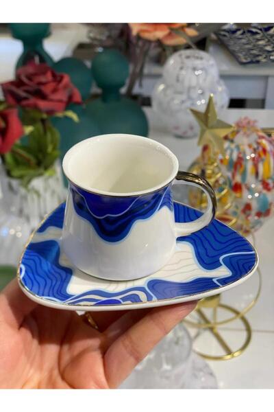 ÇIRPAN EV MAVİ DESENLİ TEK KİŞİLİK TÜRK KAHVESİ FİNCANI