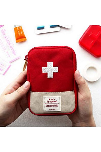 Choice Red-12.5 X 17cm Portable Storage Bag First Aid Emergency Medicine Bag Outdoor Pill Survival Organize