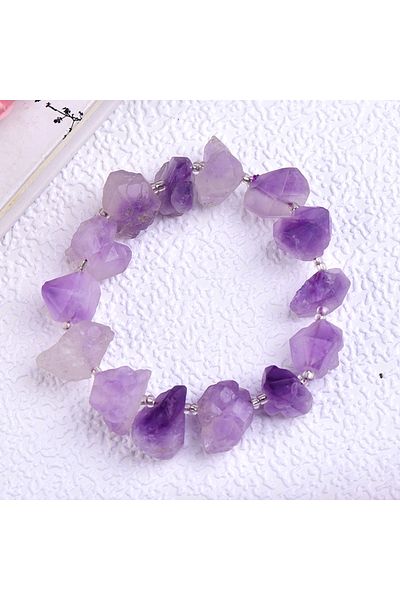 Choice Amethyst Bracelet 1PC Fashion Simple Natural Amethyst Bracelet Crystal Healing Quartz Stretch Bangle