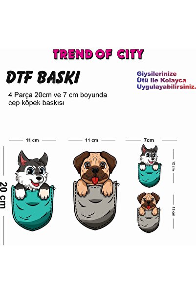 trend of city Ütü ile Yapışan Cep Köpek Baskıları Tişörte Transfer Baskı