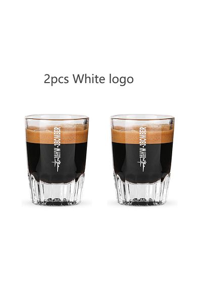 Choice1 50ml 2pcs White MHW-3BOMBER Espresso Glass Measuring Cup 50ML Clear Shot Glasses Coffee Mugs Set Esp