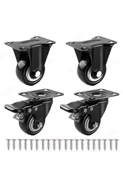 Choice 1.5 inch 2 fixed 2 brake 4pcs/lot Furniture Casters Wheels PP Swivel Caster Black Roller Wheel For H