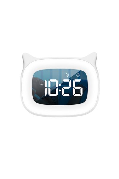Choice White Music LED Digital Alarm Clock Voice Control Night Light Design Desktop Clocks Home Table Decor