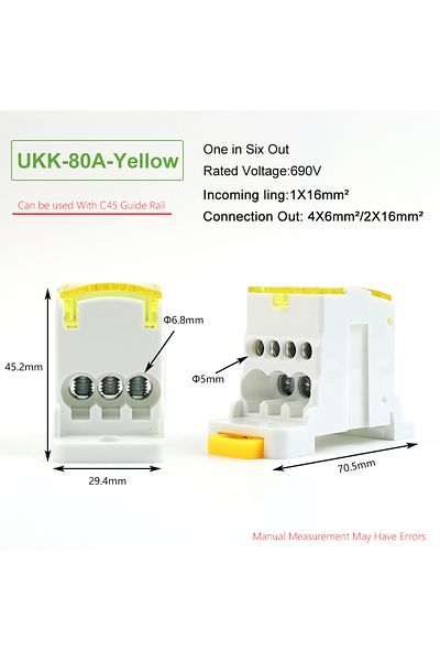 Choice UKK-80A Yellow UKK-80A Single-Stage Splitter Box Wire Connector High-Current Household Into A Multi-