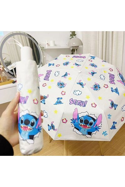 Choice 1 Cartoon Stitch Umbrella Female Instagram Folding Fully Automatic Sun Umbrella Sun and Rain Dual U.
