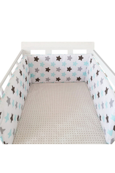 Choice سرير أطفال LWJX Nordic Stars مزود بمصدات سميكة وسحاب، قطعة واحدة حول و...