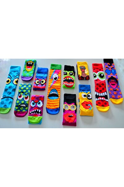 Cemce Butik Чорапи от 6 части с шарени райета, спортни, забавни, анимационни, многоцветни, унисекс, мъже и жени