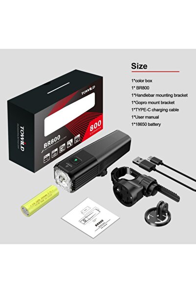 Choice BR800 TOWILD BR800 مصباح دراجة من النوع C ببطارية 18650 2000 مللي أمبي...