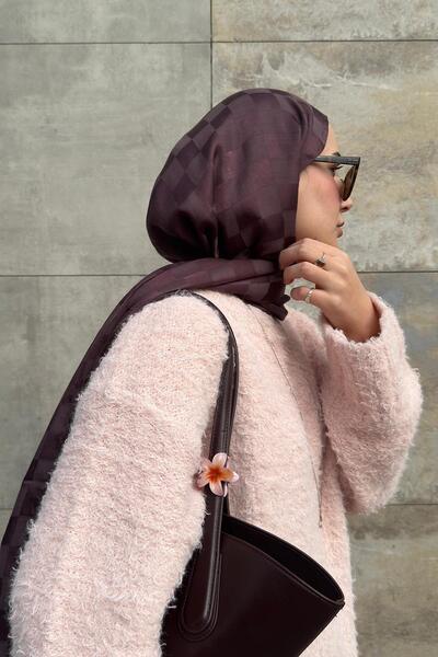 carell Hatice Metin'in Tercihi Dama Jakar İtalyan İpekli Şal Koyu Gül Kurusu