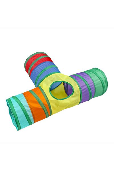 Choice Colorful T Tunnel Practical Cat Tunnel Pet Tube Collapsible Play Toy Rainbow Tunnel Indoor Outdoor K