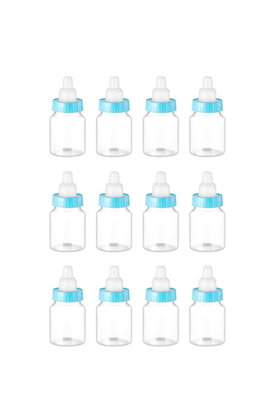 Choice1 Blue 12Pcs Baby Bottle Baby Shower Favor Plastic Candy Bottle Mini Feeding Bottle for Birthday Baby