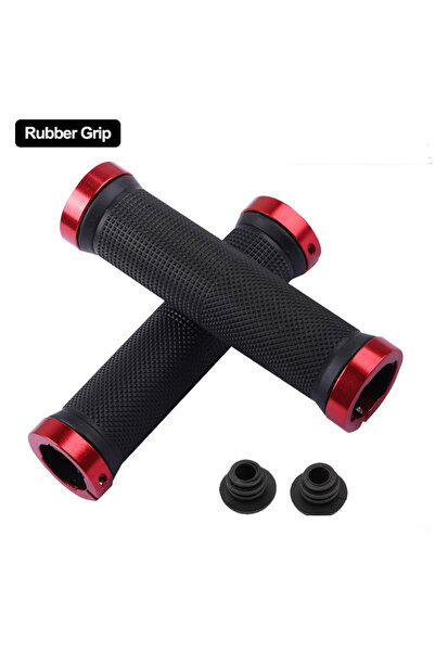 Choice مقابض مطاطية حمراء للدراجات الجبلية بقفل من سبائك معدنية وقفل ثنائي ومقابض مقود مضادة للانزلاق ومقود ركوب الدراجات S