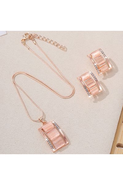 Choice H677-BE 3PCS Women's rectangular necklaces and earrings jewelry set, Gift for friend