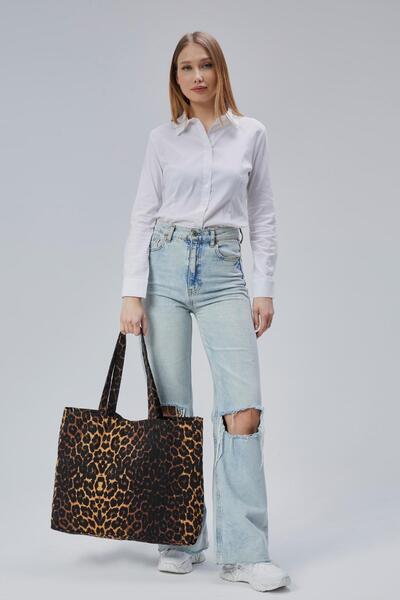 Çınar Bez Çanta Перехідний леопардовий візерунок, велика сумка