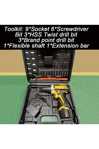 Choice US plug Lithium Electric Drill Electric Screwdriver Hand Electric Drill Electric Tool Set Multif