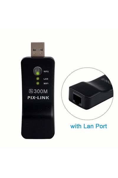 Choice موسع إشارة واي فاي USB PIX-LINK UE01 بسرعة 300 ميجابت في الثانية مع وضع WPS AP ومكبر صوت لاسلكي لأجهزة الكمبيوتر الذكية