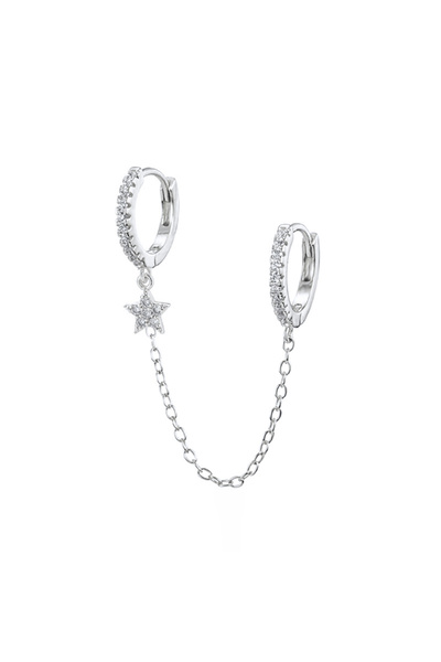 Choice Siver-1 Piece 1 Piece 99 % Pure Titanium Double Chain Hoop Earrings Crystal Tassel Star Earrings Fas