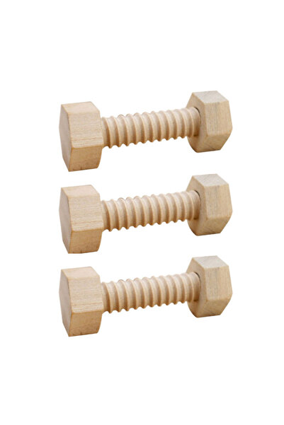Choice C-3PC Wooden Screw Nut Assembly Educational Toy Solid Wood Screw Nut D...