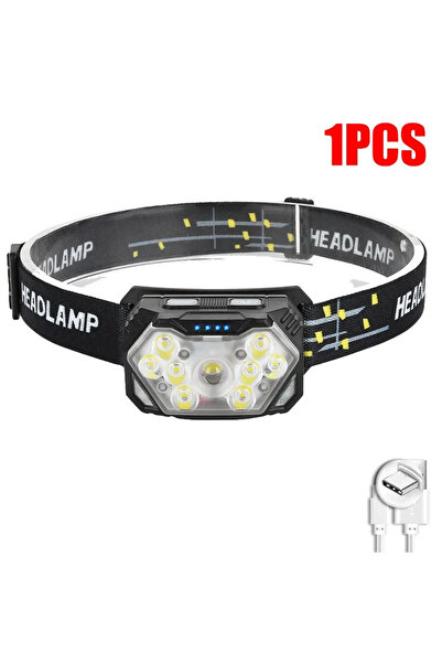 Heinast 1 قطعة 9 مصباح أمامي قوي LED قابل لإعادة الشحن عبر USB ومستشعر حركة و...